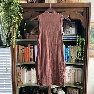 Forever 21 Brown Mock Neck Sleeveless Bodycon Dress | Size M
